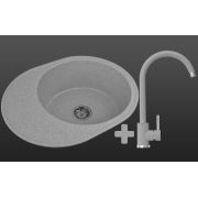 Гранітна кухонна мийка Lexona ARCA сіра з краном 