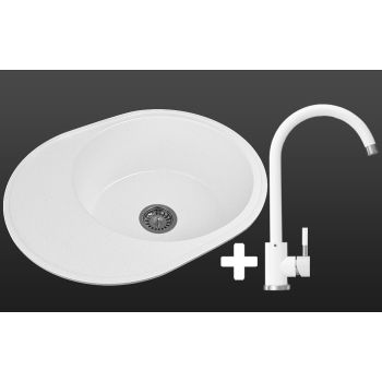 Комплект Кухонная Мойка + Кран Lexona ARCA Белый