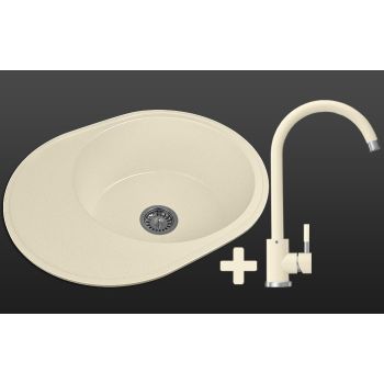 Комплект Кухонная Мойка + Кран Lexona ARCA Бежевый