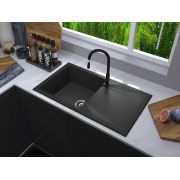Гранітна кухонна мийка Lexona Argo чорна з краном 