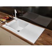 Гранитная кухонная мойка Lexona Aston Compact Белая со смесителем