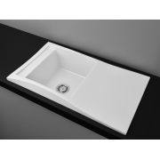 Гранитная кухонная мойка Lexona Aston Compact Белая со смесителем