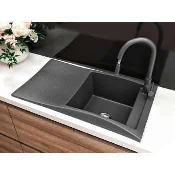 Гранітна кухонна мийка Lexona Aston Compact Чорна 175