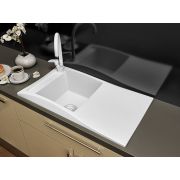 Гранитная кухонная мойка Lexona Aston Compact Белая со смесителем