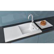 Гранитная кухонная мойка Lexona Aston Compact Белая со смесителем