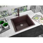 Гранитная кухонная мойка Lexona COMFORT коричневая со смесителем
