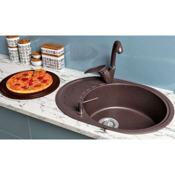 Гранітна кухонна мийка Lexona Dante коричнева 018
