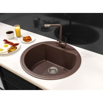 Гранітна кухонна мийка Lexona Ella коричнева 030