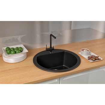 Гранітна кухонна мийка Lexona Ella чорна 025