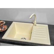 Гранітна кухонна мийка Lexona Galant бежева з краном 