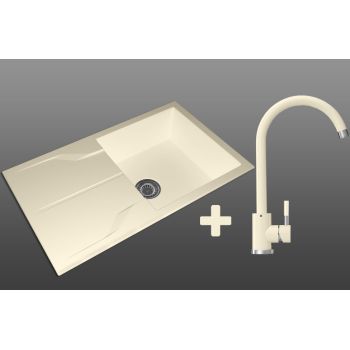 Комплект Кухонна Мийка + Кран Lexona Granta Бежевий