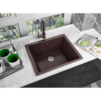 Гранітна кухонна мийка Lexona COMFORT коричнева 214