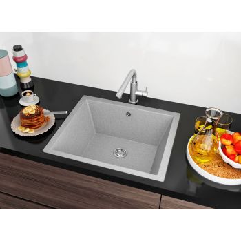 Гранітна кухонна мийка Lexona COMFORT сіра 213