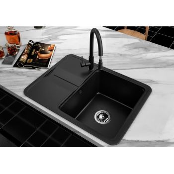 Гранітна кухонна мийка Lexona MINOLA Чорна 163
