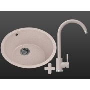 Гранитная кухонная мойка Lexona OLIVA Авена со смесителем