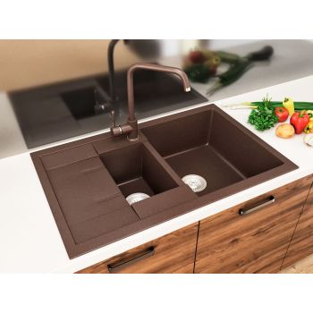 Гранітна кухонна мийка Lexona Omnia коричнева 138