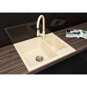 Гранитная кухонная мойка Lexona Omnia Compact бежевая со смесителем