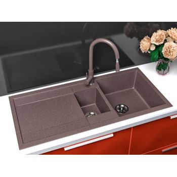 Гранітна кухонна мийка Lexona Omnia Grand коричнева 024