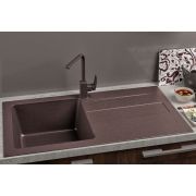  Гранітна кухонна мийка Lexona REYN коричнева з краном 