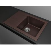 Гранитная кухонная мойка Lexona REYN Compact коричневая со смесителем