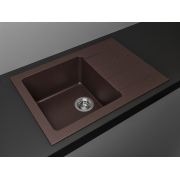 Гранитная кухонная мойка Lexona REYN Compact коричневая со смесителем