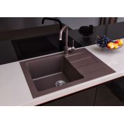 Гранитная кухонная мойка Lexona REYN Compact коричневая со смесителем