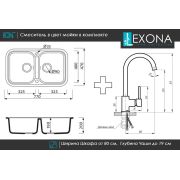 Гранітна кухонна мийка Lexona ROYAL сіра з краном 