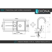 Гранитная кухонная мойка Lexona Omnia Grand коричневая со смесителем