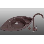 Угловая кухонная мойка Lexona SEVELIN коричневая со смесителем