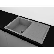 Гранітна кухонна мийка Lexona SOFIA сіра з краном 