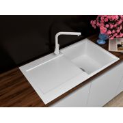 Гранітна кухонна мийка Lexona SOFIA біла з краном 