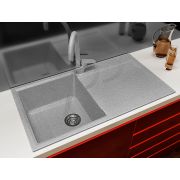 Гранітна кухонна мийка Lexona SOFIA сіра з краном 