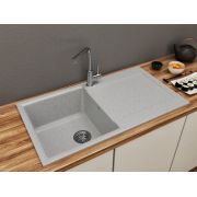 Гранітна кухонна мийка Lexona SOFIA сіра з краном 