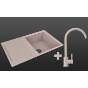 Гранітна кухонна мийка Lexona SOFIA Авена з краном 