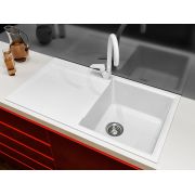Гранітна кухонна мийка Lexona SOFIA біла з краном 