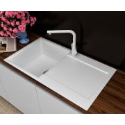 Гранітна кухонна мийка Lexona SOFIA біла з краном 