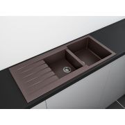 Гранітна кухонна мийка Lexona Status коричнева з краном 