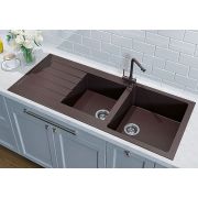 Гранітна кухонна мийка Lexona Status коричнева з краном 