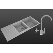 Гранітна кухонна мийка Lexona Status сіра з краном 