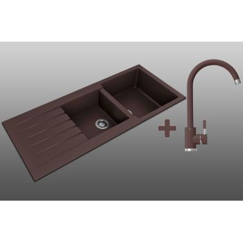 Комплект Кухонна Мийка + Кран Lexona Status Коричневий
