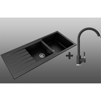 Комплект Кухонна Мийка + Кран Lexona Status Чорний