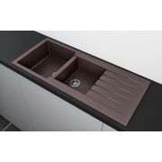 Гранітна кухонна мийка Lexona Status коричнева з краном 