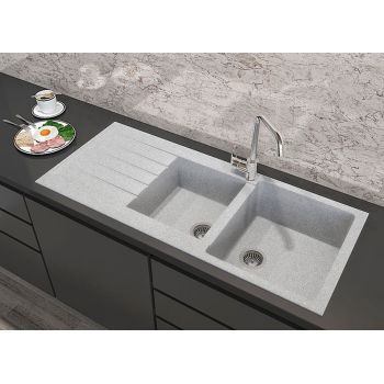 Гранітна кухонна мийка Lexona Status сіра  005
