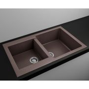 Гранитная кухонная мойка Lexona Status Compact коричневая со смесителем