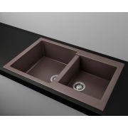 Гранитная кухонная мойка Lexona Status Compact коричневая со смесителем