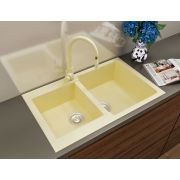 Гранитная кухонная мойка Lexona Status Compact бежевая со смесителем