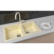 Гранитная кухонная мойка Lexona Status Compact бежевая со смесителем