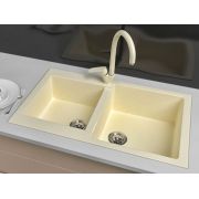 Гранитная кухонная мойка Lexona Status Compact бежевая со смесителем