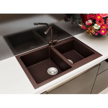 Гранітна кухонна мийка Lexona Status Compact коричнева 150