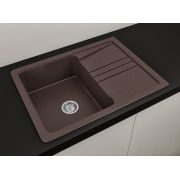 Гранитная кухонная мойка Lexona ULTRA COMPACT коричневая со смесителем